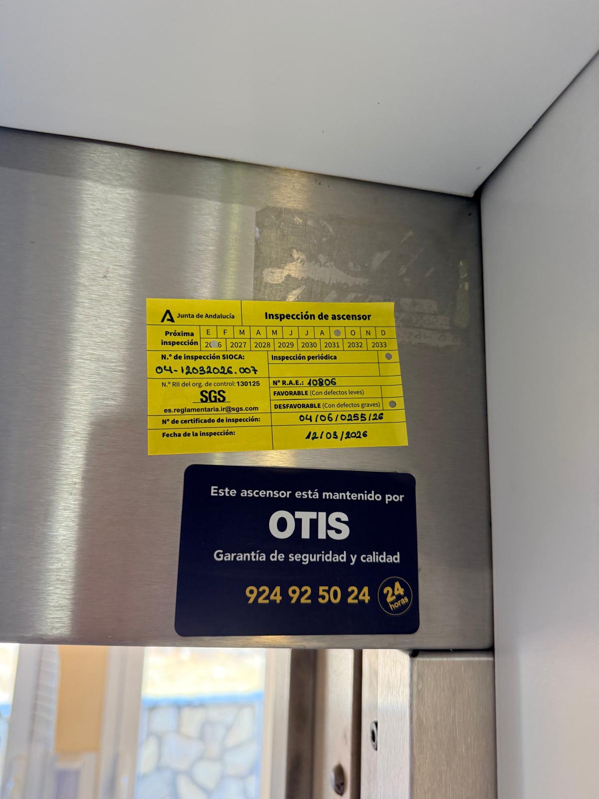 Inspection and Otis Contact